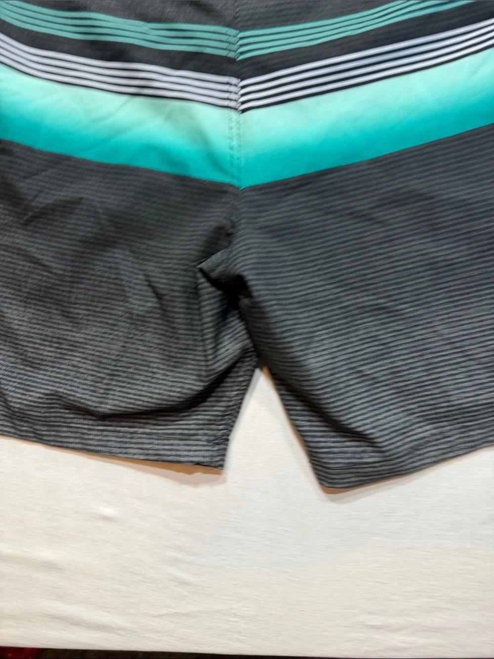 NWT ZeroXposur Teal & Black Gradient Stripe Men’s Swim Board Shorts